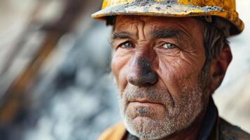 A portrait of a worker looking serious and determined, underscoring the gravity of their responsibility in managing dangerous waste. photo