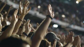 The stands are alive with energy as the crowd erupts into a deafening wave of cheers photo
