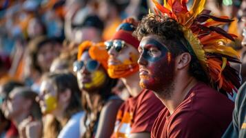 The stands are a canvas of team pride with fans using face paint and costumes as their paintbrushes photo
