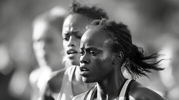 The determination and grit evident in a runners face as they push through the last few meters of a race photo