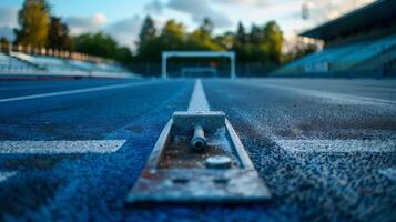The starting blocks a symbol of the beginning of a race and the opportunity for sprinters to push their limits photo