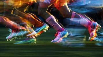 As the game intensifies the players cleats become a blur of motion a visual representation of their grit and determination photo