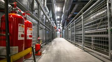 A view of the fire extinguishers strategically p throughout the stadium to address any potential fire hazards photo
