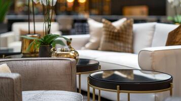 Closeup of a modern and sophisticated VIP lounge area perfect for socializing and networking with other highprofile guests during the event photo