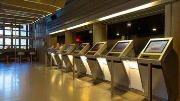 A sleek and modern ticket booth where eager fans can purchase lastminute tickets for the game photo