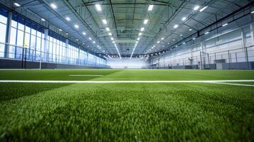 The indoor stadium boasts the latest turf technology providing players with a fast and responsive playing surface photo