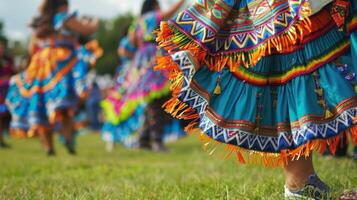 un cultural festival tomando sitio en el campo con danza actuaciones música y comida representando varios países y tradiciones foto