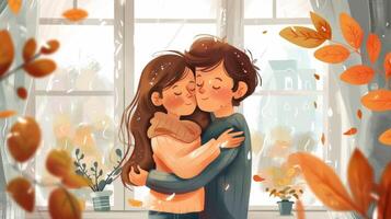 A heartwarming ebook cover with a charming illustration and heartwarming title in cursive font photo