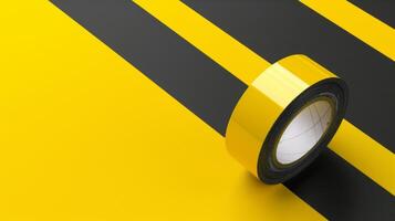 Bold black and yellow striped shipping tape with a blank mockup for adding a personalized message or log photo