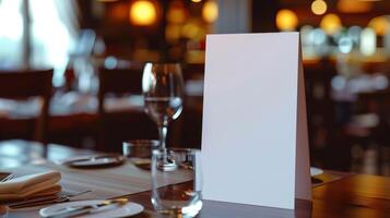 Blank mockup of a table tent with a unique fold design providing information about private event bookings photo