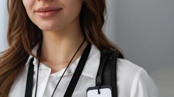 Represent your company with pride using these fully customizable name tags and lanyards for every employee photo