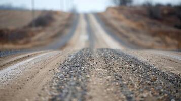 The sound of tires on gravel echoes through the empty stretch of road a lonely reminder of the bustling activity that once filled . AI generation photo