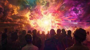 A of people bow their heads in reverence and devotion their backs to the camera as they immerse themselves in a spiritual experience . photo