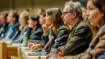 A lively discussion ensues as delegates engage in a debate over the most effective ways to balance the growing demand for energy with the need to reduce carbon emissions using biofuels photo