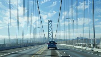 An iconic bridge its sleek lines and majestic towers now home to a network of biofuelproducing plants spewing clean air and powering the cars and trucks that cross its path. photo