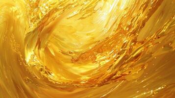 A mesmerizing abstract painting of swirling golden hues and bold organic shapes evokes the fluidity and limitless potential of biofuel as a renewable energy source. photo