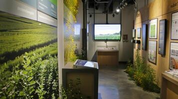 In one corner of the gallery a small exhibit showcases the various types of biofuels used to power the space. Large posters explain the science behind each type and how it is harvested photo