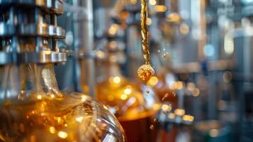 The fifth image displays the fermented mixture being distilled and turned into ethanol. photo