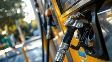 A picture of a gas pump with a biofuel label on it representing the final stage of the conversion process where biofuel is ready for distribution to consumers providing a more sustainable photo