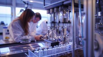 A group of scientists huddled around a futuristiclooking machine analyzing soil samples and monitoring the growth of a genetically modified plant that has been designed to thrive in photo