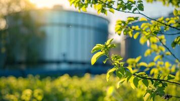 A closeup image of a biofuel storage tank on a farm highlighting the importance of onsite production and use of renewable energy in agricultural operations. photo