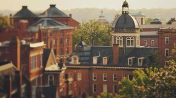 Through the lens of a vintage camera the courthouses iconic dome can be seen rising above the red brick facade showcasing the timeless beauty of its craftsmanship. photo