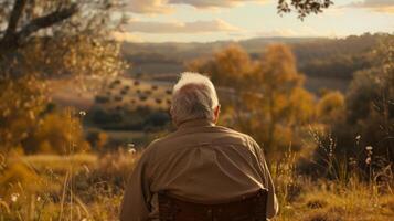 The final portrait captures the artist in old age surrounded by a peaceful and serene natural landscape. Here the artist is at peace reflecting on the journey that brought them to photo