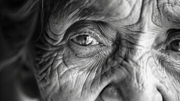 The wrinkles around her eyes were like delicate filigree adding depth and character to her face. photo