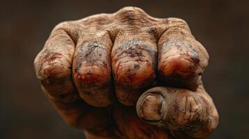 Reddish marks on the knuckles symbolizing the growth and resilience that comes with managing anger and violence. photo