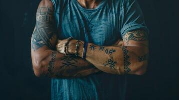 Scattered marks along the arms each one telling a story of survival and resilience in the face of addiction. photo