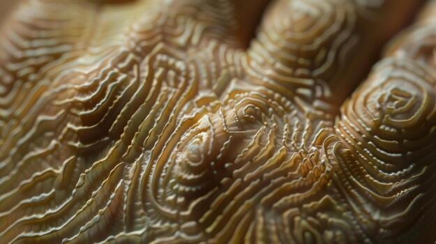Tiny ridges and valleys of the skin create intricate patterns on the fingers like a unique map for each individual. photo