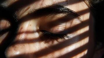 A mesmerizing dance between light and shadow as the lashes cast fleeting shadows over the eyes. photo