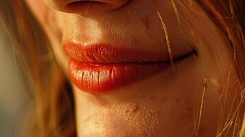 A hint of a smirk playing on the corner of a perfectly symmetrical mouth. photo