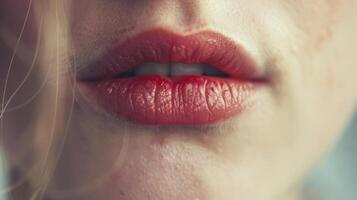 The slight parting of lips in the midst of an intense conversation conveying deep attention. photo