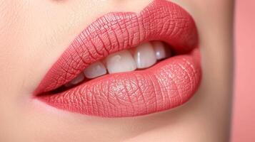 The sharp outline of a cupids bow giving the lips a defined and alluring shape. photo