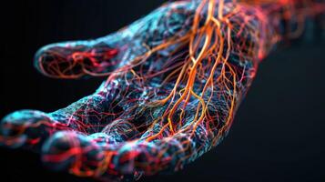The intricate network of s and arteries on a wrist come alive as they pulse with the pulse of life within. photo