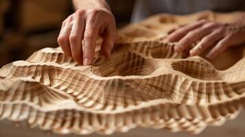 The trailing lines and gentle curves of a hand in motion carving out new geometric forms with each movement. photo