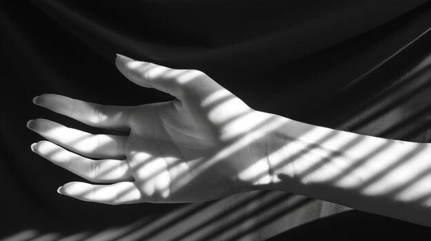 The interplay of light and shadow on the geometric planes and intersecting lines of a hand adding depth and dimension to its structural beauty. photo