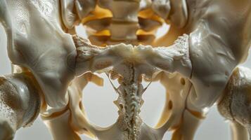 The powerful angular structure of the pelvic bones providing a solid base for the body to stand upon. photo