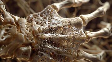 A closeup of the complex web of bones in the hand capable of intricate and precise movements. photo