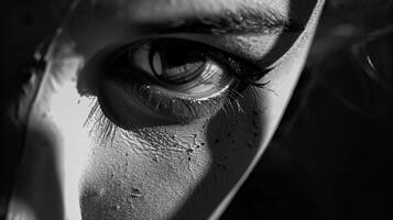 A fleeting flash of fear can be seen in the widened eyes before quickly vanishing behind a mask of calmness. photo