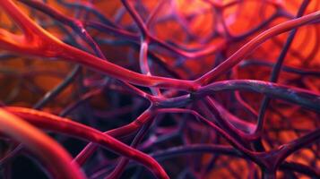A maze of intersecting paths the vibrant s and arteries flow in perfect unison keeping the body alive and well. photo