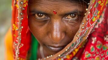 The gathering beads of sweat on her forehead were evidence of the hard work she was putting in. photo