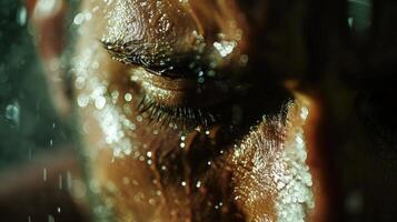 The sweat dripped from his face pooling on the ground beneath him. photo