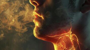 The gentle rise and fall of their chest is accompanied by the visible release of warm breath. photo