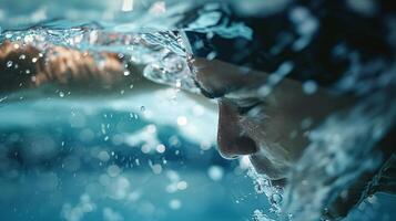 The dynamic tension in a swimmers shoulders as they power through the water. photo