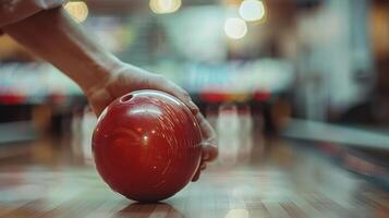 The relaxed yet powerful muscles of a bowlers arm as they deliver a strike. photo