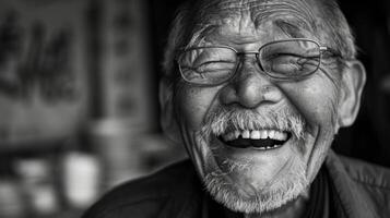 With each giggle the faint lines of laughter on his face become more pronounced radiating pure and unadulterated joy. photo