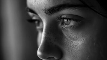 She was completely immersed in her thoughts her eyes fixed on the object of her concentration. photo