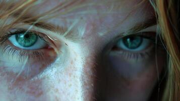 The concentration in her eyes was mirrored in the set of her jaw and the furrow of her brow. photo